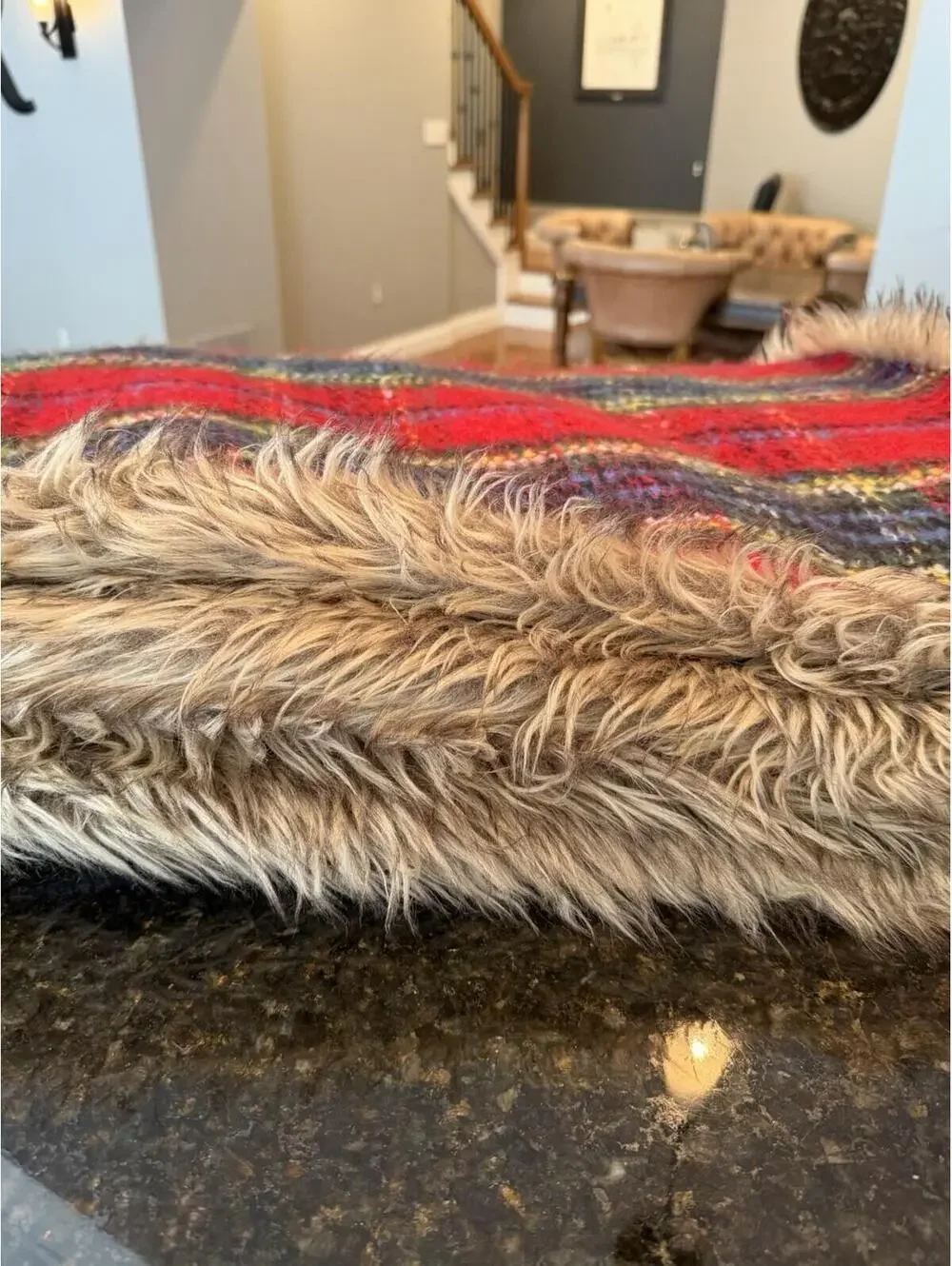 Pottery Barn Faux Fur Stewart Plaid Throw 50X60 Preowned